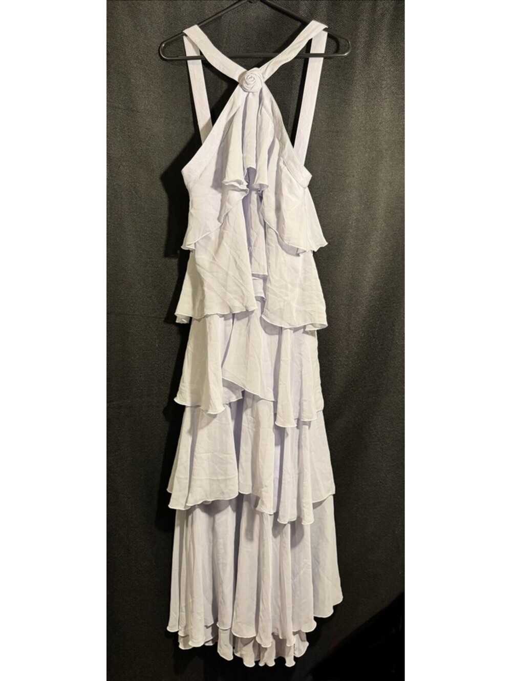 Vero Moda Felicia Halter Tiered Ruffle Maxi Dress Purple Heather M NWT